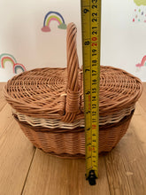 Load image into Gallery viewer, Children&#39;s Picnic Basket  Kids wicker picnic basket Sensory basket, kids picnic basket, basket with lid
