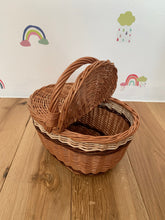 Load image into Gallery viewer, Children&#39;s Picnic Basket  Kids wicker picnic basket Sensory basket, kids picnic basket, basket with lid
