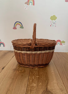 Children's Picnic Basket  Kids wicker picnic basket Sensory basket, kids picnic basket, basket with lid