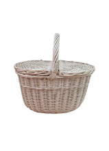 Load image into Gallery viewer, WHITE picnic basket storage basket sensory basket wicker picnic basket,
