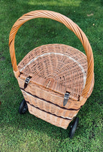 Load image into Gallery viewer, Wicker shop trolley | adult shopping basket | shopping trolley | wicker shopping cart | rattan shop trolley | willow shopping basket
