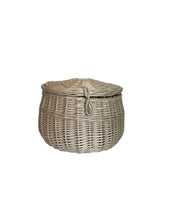 Load image into Gallery viewer, OFF White White Large storage basket kids interior storage wicker basket kids room, basket with lid, rattan basket, wicker basket
