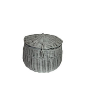 Load image into Gallery viewer, LIGHT GREY LARGE storage basket kids interior storage wicker basket kids room, basket with lid, rattan basket, wicker basket
