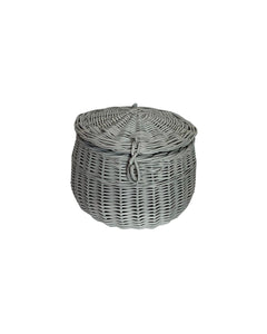 LIGHT GREY LARGE storage basket kids interior storage wicker basket kids room, basket with lid, rattan basket, wicker basket