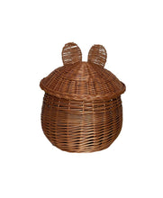 Load image into Gallery viewer, Storage basket ‘Bear’ size L  kids interior storage wicker basket kids room, basket with lid, rattan basket, wicker basket
