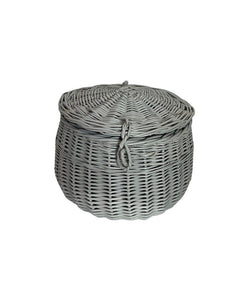 GREY storage wicker basket kids interior kids room kids picnic basket, basket with lid, rattan basket, wicker basket