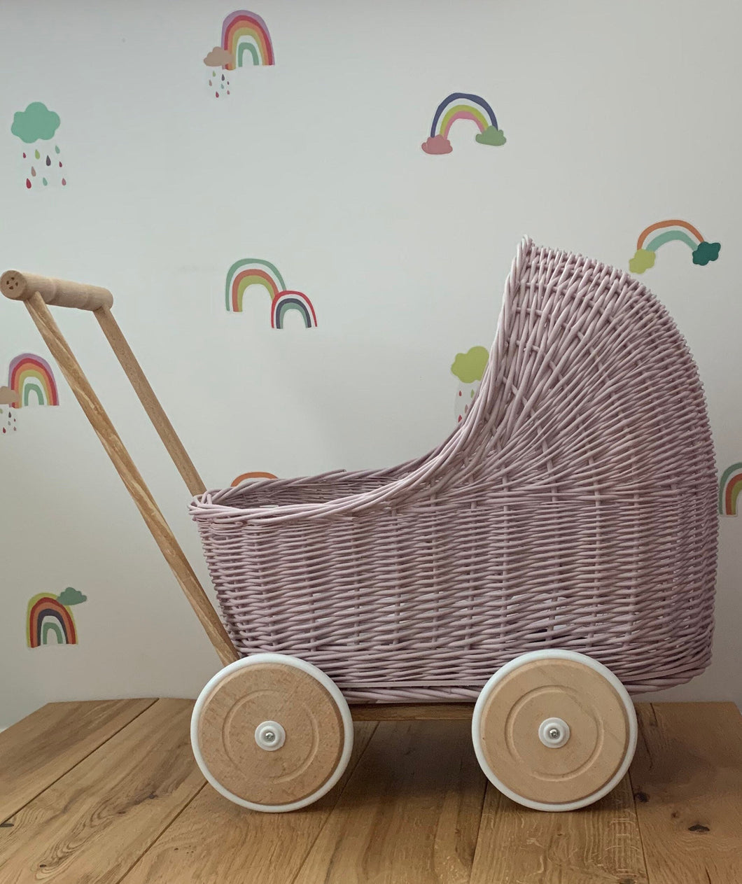 WICKER PRAM doll pram | wicker doll pram UK |baby doll pram | pram toy | wooden pram | baby pram | wicker dolls pram 1st bday gift pale pink