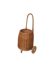 Load image into Gallery viewer, NATURAL Wicker pull on trolley |Storage basket | toys basket | Small
