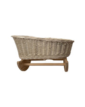 Load image into Gallery viewer, Wicker dolls cradle crib . Handmade of organic wicker. dolls mosses basket, doll cradle, doll bed, doll cot, Off WHITE
