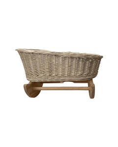 Wicker dolls cradle crib . Handmade of organic wicker. Unpainted. dolls mosses basket, doll cradle, doll bed, doll cot, Off WHITE