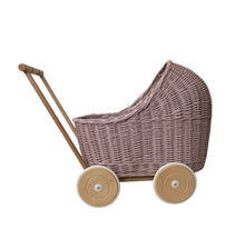 Load image into Gallery viewer, WICKER PRAM doll pram | wicker doll pram UK |baby doll pram | pram toy | wooden pram | baby pram | wicker dolls pram 1st bday gift pale pink
