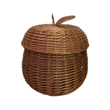 Load image into Gallery viewer, Storage basket ‘Apple’ size L  kids interior storage wicker basket kids room, basket with lid, rattan basket, wicker basket
