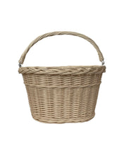 Load image into Gallery viewer, WHITE unpainted Bicycle wicker basket with hooks, handlebars basket, front bike basket  size M
