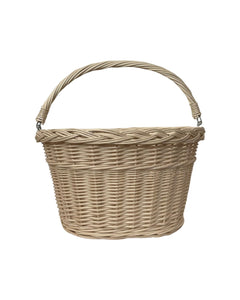 WHITE unpainted Bicycle wicker basket with hooks, handlebars basket, front bike basket  size M