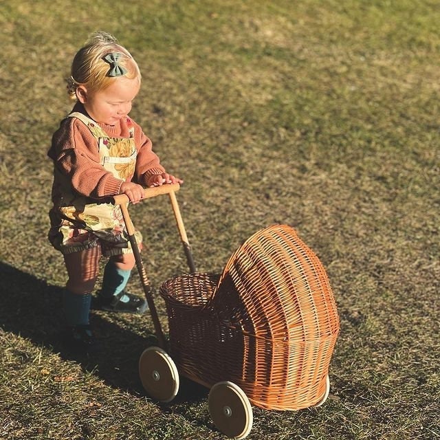 WICKER PRAM doll pram wicker doll pram UK baby doll pram | pram toy wooden pram baby pram wicker dolls pram 1st bday gift natural no bedding