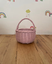 Load image into Gallery viewer, LIGHT pink kids basket | Easter basket | flower basket | wedding basket |sensory basket | egg hunt basket, flower girl basket, pink basket
