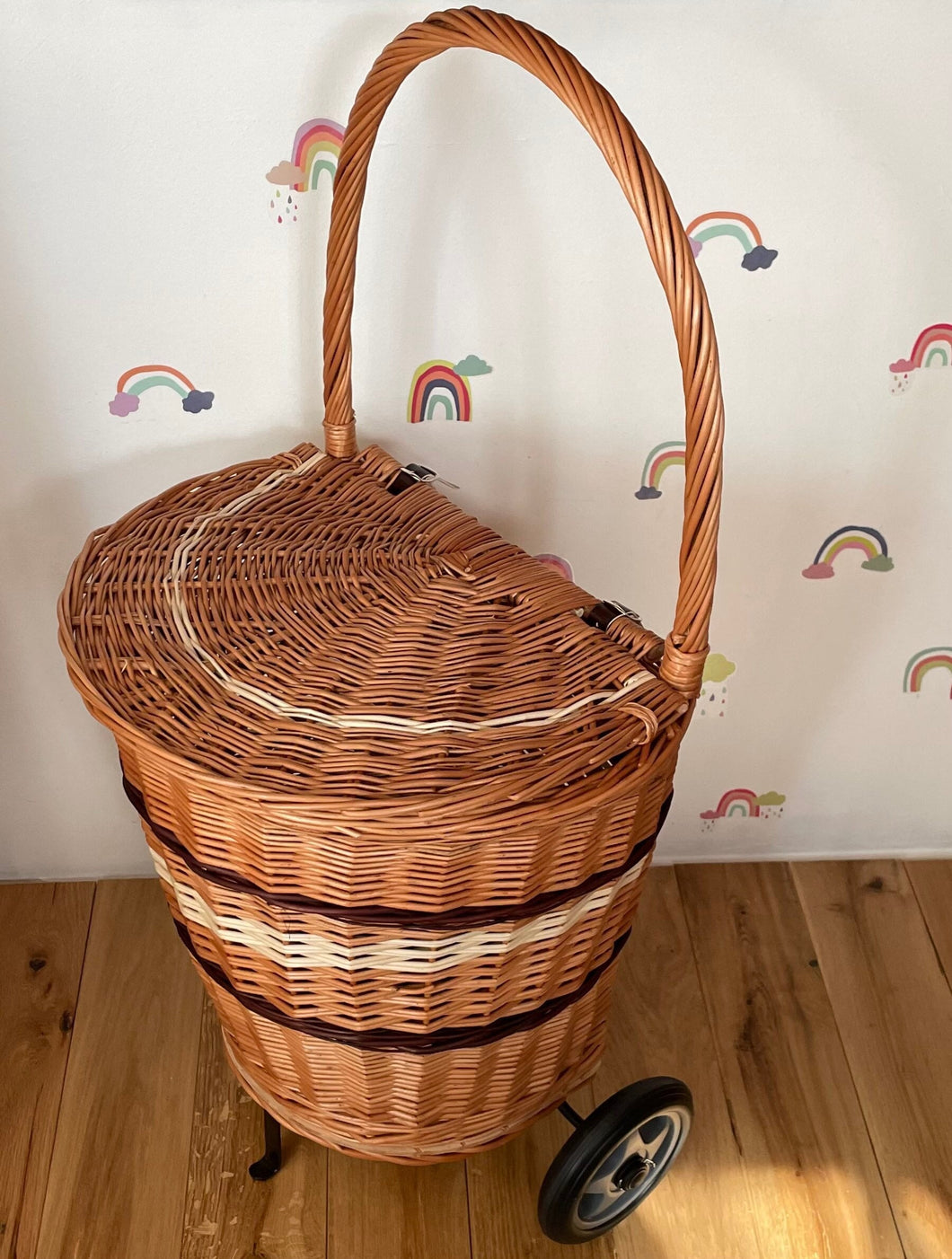 Wicker shop trolley | adult shopping basket | shopping trolley | wicker shopping cart | rattan shop trolley | willow shopping basket