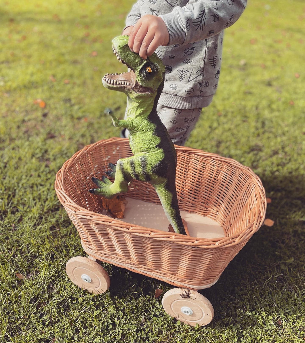 NATURAL wicker pull-along wagon toy