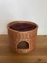 Load image into Gallery viewer, Cat  bed  | cat bed with cushion | pet bed | hard wearing bed | rattan cat bed
