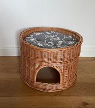 Load image into Gallery viewer, Cat bed  | wicker cat bed with cushion | pet bed | hard wearing bed | rattan cat bed
