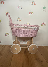 Load image into Gallery viewer, simple WICKER PRAM | doll pram | wicker doll pram UK |baby doll pram | pram toy | wooden pram | baby pram | wicker dolls pram | stroller
