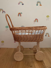 Load image into Gallery viewer, simple | WICKER PRAM | doll pram | wicker doll pram UK |baby doll pram | pram toy | wooden pram | baby pram | wicker dolls pram | natural
