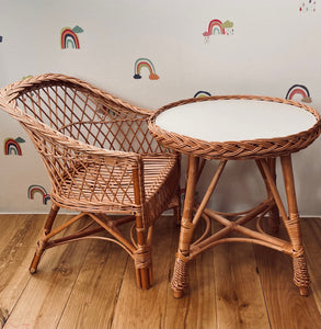 Wicker table | Toddler table | kids table | rattan table with white top