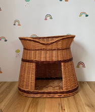 Load image into Gallery viewer, CAT house cat bed. 2 floors. Handmade from organic wicker.
