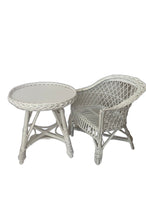 Load image into Gallery viewer, Wicker table and 1 chair set | rattan table set rattan chair | kids wicker table set | wicker set rattan set, WHITE free UK delivery
