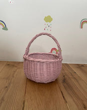 Load image into Gallery viewer, LIGHT pink kids basket | Easter basket | flower basket | wedding basket |sensory basket | egg hunt basket, flower girl basket, pink basket
