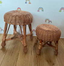 Load image into Gallery viewer, Wicker stool rattan stool kids chair baby chair kids wicker chair wicker chair rattan chair baby stool natural
