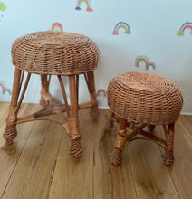 Load image into Gallery viewer, Wicker stool, rattan stool,  kids chair,  baby chair,  kids wicker chair,  wicker chair, rattan chair, baby stool,  natural,  small
