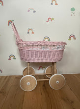 Load image into Gallery viewer, simple WICKER PRAM | doll pram | wicker doll pram UK |baby doll pram | pram toy | wooden pram | baby pram | wicker dolls pram | stroller
