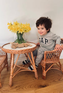 Wicker table and 1 chair set, rattan table set, rattan chair, kids wicker table set, wicker set, rattan set, WHITE