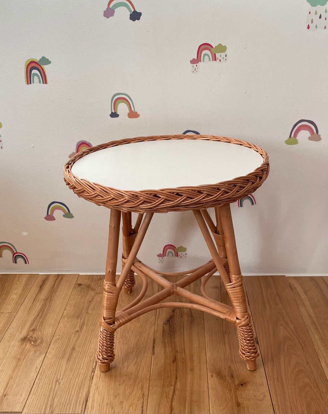 Wicker table | Toddler table | kids table | rattan table with white top