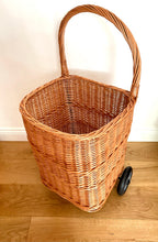 Load image into Gallery viewer, Wicker shop trolley, adult shopping basket, shopping trolley, wicker shopping cart, rattan shop trolley, willow shopping basket, golf basket
