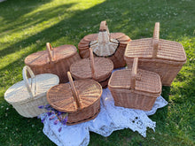 Load image into Gallery viewer, Picnic basket, wicker basket, wicker picnic basket, storage basket, sensory basket
