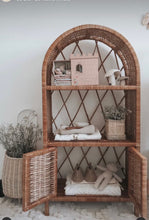 Load image into Gallery viewer, Wicker bookcase, wicker shelf, wicker cabinet, kids interior, kids furniture, kids wicker shelf, bedside cabinet, rattan cabinet
