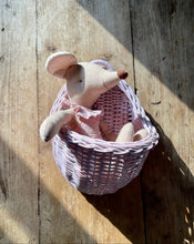 Load image into Gallery viewer, Wicker hanging basket, wicker wall basket, rattan basket, hanging basket, pink basket, kids basket, wall basket, pink basket
