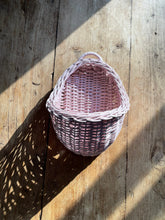 Load image into Gallery viewer, Wicker hanging basket, wicker wall basket, rattan basket, hanging basket, pink basket, kids basket, wall basket, pink basket
