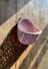 Load image into Gallery viewer, Wicker hanging basket, wicker wall basket, rattan basket, hanging basket, pink basket, kids basket, wall basket, pink basket
