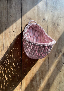 Wicker hanging basket, wicker wall basket, rattan basket, hanging basket, pink basket, kids basket, wall basket, pink basket