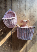 Load image into Gallery viewer, Wall hanging basket, storage basket, wall basket, pink basket
