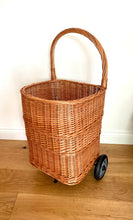 Load image into Gallery viewer, Wicker shop trolley, adult shopping basket, shopping trolley, wicker shopping cart, rattan shop trolley, willow shopping basket, golf basket
