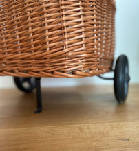 Load image into Gallery viewer, Wicker shop trolley, adult shopping basket, shopping trolley, wicker shopping cart, rattan shop trolley, willow shopping basket, golf basket
