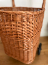 Load image into Gallery viewer, Wicker shop trolley, adult shopping basket, shopping trolley, wicker shopping cart, rattan shop trolley, willow shopping basket, golf basket
