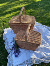 Load image into Gallery viewer, Picnic basket, wicker basket, wicker picnic basket, storage basket, sensory basket, size XL
