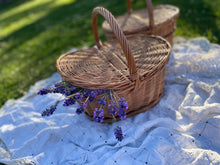 Load image into Gallery viewer, Picnic basket, wicker basket, wicker picnic basket, storage basket, sensory basket
