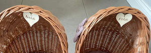 LUXURY wicker pram with white bow and bedding included, doll pram, wicker pram, baby doll pram, wooden pram, PALE Pink