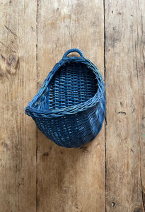 Wicker hanging basket, wicker wall basket, rattan basket, hanging basket, pink basket, kids basket, wall basket, NAVY BLUE